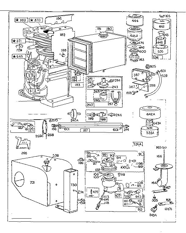 Carburetor Assembly Diagram and Parts List for 190400-190499 0010 - 0070 Briggs and Stratton Engine